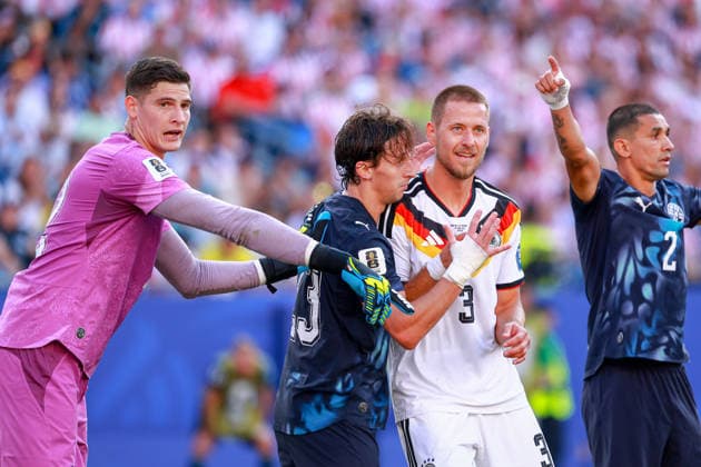 June 29, 2026, Foxborough, Massachusetts, USA: WALDEMAR ANTON of Germany causes tension in the box on a corner kick during the 2026 FIFA World Cup, WM, Weltmeisterschaft, Fussball Round of 32 game at Boston Stadium in Massachusetts on June 29, 2026. Foxborough USA - ZUMAm283 20260629_zsp_m283_046 Copyright: xBillyxMyersx