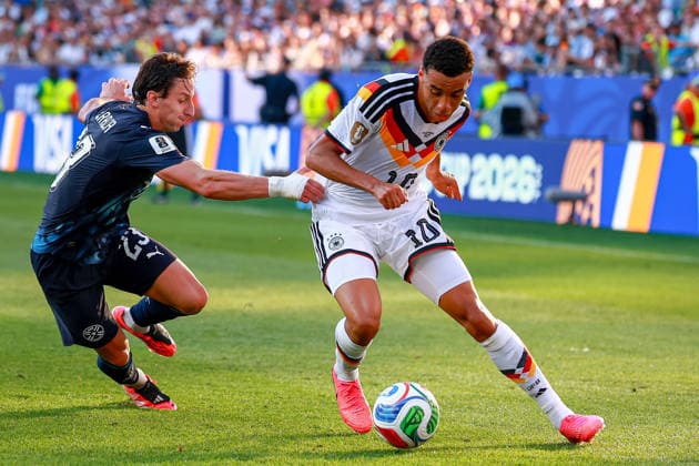June 29, 2026, Foxborough, Massachusetts, USA: JAMAL MUSIALA of Germany dribbles the ball during the 2026 FIFA World Cup, WM, Weltmeisterschaft, Fussball Round of 32 game at Boston Stadium in Massachusetts on June 29, 2026. Foxborough USA - ZUMAm283 20260629_zsp_m283_048 Copyright: xBillyxMyersx