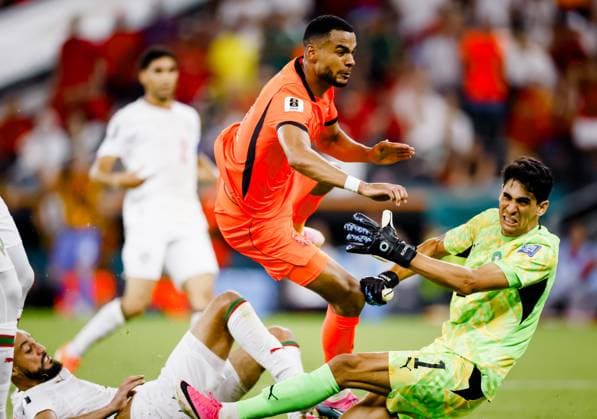 MONTERREY - Cody Gakpo of the Netherlands scores the 1-0 during the 2026 FIFA World Cup, WM, Weltmeisterschaft, Fussball knockout phase match between the Netherlands and Morocco at the Monterrey Stadium on June 29, 2026, in Monterrey, Mexico. KOEN VAN WEEL ANP FIFA World Cup 2026 - round of 32 2026 xVIxANPxSportx xxANPxIVx 562419058 originalFilename: 562419058.jpg