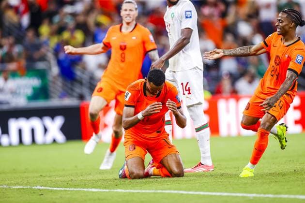 MONTERREY, 29-06-2026, Monterrey Stadium, Match between Morocco and The Netherlands during the World Cup 2026. Picture shows Netherlands player Cody Gakpo celebrating the goal. Morocco - The Netherlands (World Cup 2026)  x204748642x Copyright: