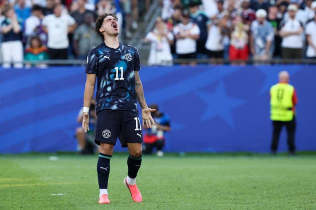 FOXBOROUGH, MASSACHUSETTS - JUNE 29: Mauricio of Paraguay celebrates after scoring a penalty during the FIFA World Cup, WM, Weltmeisterschaft, Fussball 2026 Round of 32 match between Germany and Paraguay at Boston Stadium on June 29, 2026 in Foxborough, Massachusetts.  Copyright: xWuxZhizhaox 111651327729