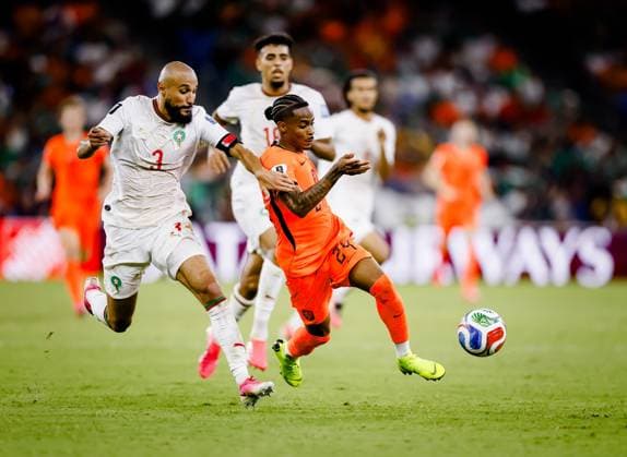 MONTERREY - Crysencio Summerville of the Netherlands sets up Cody Gakpo s 1-0 during the 2026 FIFA World Cup, WM, Weltmeisterschaft, Fussball knockout phase match between the Netherlands and Morocco at Monterrey Stadium on June 29, 2026, in Monterrey, Mexico. KOEN VAN WEEL ANP FIFA World Cup 2026 - round of 32 2026 xVIxANPxSportx xxANPxIVx 562419163 originalFilename: 562419163.jpg