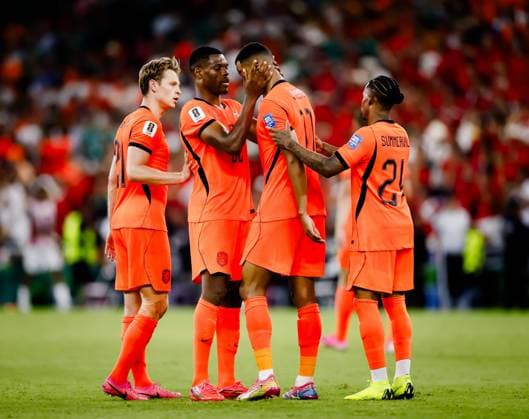 MONTERREY - Frenkie de Jong (of the Netherlands), Denzel Dumfries (of the Netherlands), Cody Gakpo (of the Netherlands) and Crysencio Summerville (of the Netherlands) celebrate the 1-0 during the 2026 FIFA World Cup, WM, Weltmeisterschaft, Fussball knockout phase match between the Netherlands and Morocco at Monterrey Stadium on June 29, 2026, in Monterrey, Mexico. KOEN VAN WEEL ANP FIFA World Cup 2026 - round of 32 2026 xVIxANPxSportx xxANPxIVx 562419394 originalFilename: 562419394.jpg