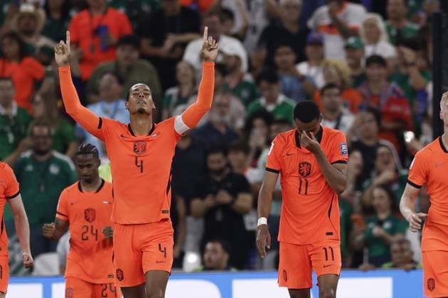 MONTERREY - (lr) Virgil van Dijk or the Netherlands, Cody Gakpo or the Netherlands after the 1-0 during the 2026 FIFA World Cup, WM, Weltmeisterschaft, Fussball knockout phase match between the Netherlands and Morocco at Monterrey Stadium on June 29, 2026 in Monterrey, Mexico. ROBIN VAN LONKHUIJSEN ANP FIFA World Cup 2026 - round of 32 2026 xVIxANPxSportx xxANPxIVx 562420353 originalFilename: 562420353.jpg