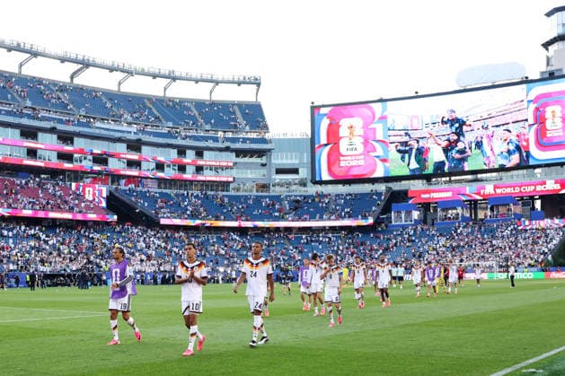 FOXBOROUGH, MASSACHUSETTS - JUNE 29: Jamal Musiala and Malik Tillman of Germany walk off the pitch with dejection following the FIFA World Cup, WM, Weltmeisterschaft, Fussball 2026 Round of 32 match between Germany and Paraguay at Boston Stadium on June 29, 2026 in Foxborough, Massachusetts.  Copyright: xWuxZhizhaox 111651327711