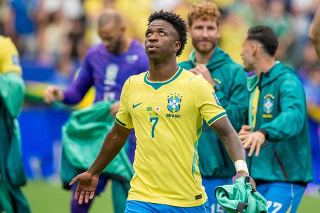 June 29, 2026: Brazil forward Vinicius Junior (7) prior to a FIFA World Cup, WM, Weltmeisterschaft, Fussball Round of 32 match between Brazil and Japan in Houston, TX. .. CSM FIFA World Cup 2026: Brazil Vs Japan JUN 29  - ZUMAc04_ 20260629_zma_c04_144 Copyright: xTraskxSmithx