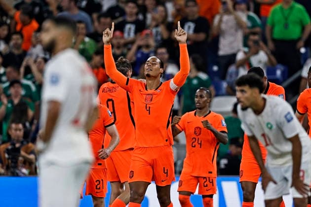 June 29, 2026, Monterrey, Mexico: Virgil van Dijk of Netherlands celebrates the first goal of his team scored by Cody Gakpo during the match between Netherlands and Morocco for the round 32 of the FIFA World Cup, WM, Weltmeisterschaft, Fussball 2026 at Monterrey Stadium on June 29, 2026 in Monterrey, Mexico. Photo: DiaEsportivo Monterrey Mexico - ZUMAh208 20260629_zsp_h208_013 Copyright: xHeulerxAndreyx