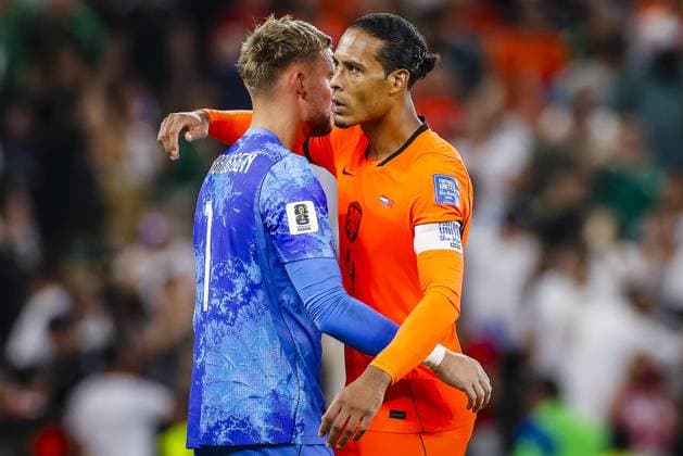 MONTERREY, 29-06-2026, Monterrey Stadium, Match between Morocco and The Netherlands during the World Cup 2026. Picture shows Netherlands keeper Bart Verbruggen , Netherlands player Virgil van Dijk disappointment Morocco - The Netherlands (World Cup 2026)  x204749377x Copyright: