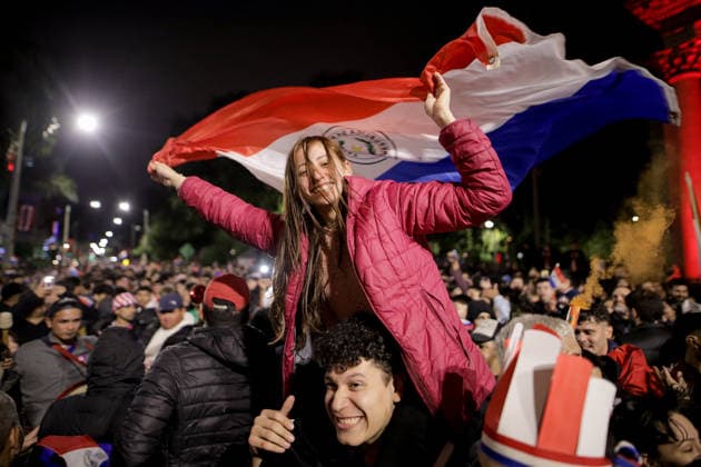 Paraguayan fans celebrate World Cup win over Germany ASUNCION, PARAGUAY - JUNE 30: Paraguayan football fans celebrate in Asuncion after Paraguay defeated Germany 4-3 in a penalty shootout following a 1-1 draw to advance to the Round of 16 of the FIFA World Cup, WM, Weltmeisterschaft, Fussball 2026 on June 29, 2026. Nathalia Aguilar Anadolu Asuncion Paraguay. Editorial use only. Please get in touch for any other usage.  Copyright: x2026xAnadoluxNathaliaxAguilarx