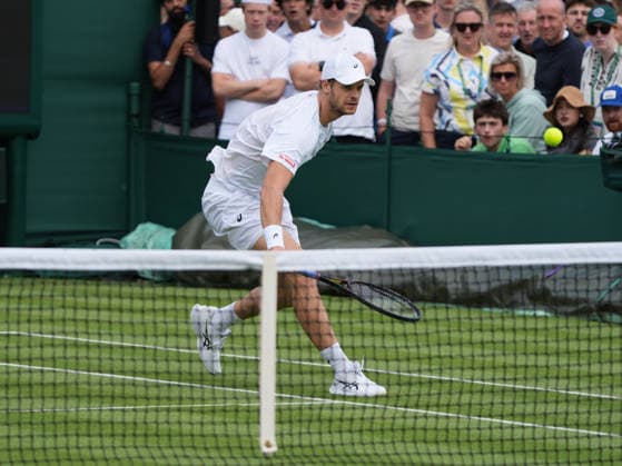 Tennis - 2026 Wimbledon Championships - Day Two (Week One) - All England Lawn Tennis & Croquet Club, London - Tuesday 30th June 2026 Men™s Singles, First Round: Yannick Hanfmann (GER) vs.Giovanni Mpetshi Perricard (FRA) Yannick Hanfmann COLORSPORT ANDREW COWIE 