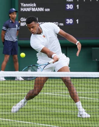 Tennis - 2026 Wimbledon Championships - Day Two (Week One) - All England Lawn Tennis & Croquet Club, London - Tuesday 30th June 2026 Men™s Singles, First Round: Yannick Hanfmann (GER) vs.Giovanni Mpetshi Perricard (FRA) Giovanni Mpetshi Perricard (FRA) COLORSPORT ANDREW COWIE 