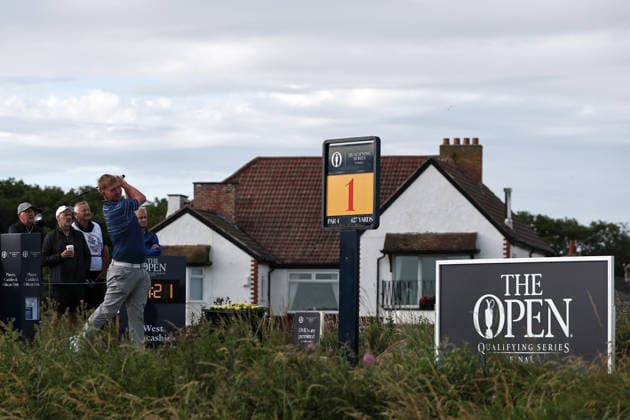 RECORD DATE NOT STATED 30th June 2026; The West Lancashire Golf Club, Liverpool, England; The Open Golf Championship Final Qualifying; Jason Renton (a) (ENG) plays from the tee at the first hole DavidxBlunsden
