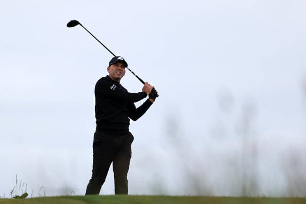 RECORD DATE NOT STATED 30th June 2026; The West Lancashire Golf Club, Liverpool, England; The Open Golf Championship Final Qualifying; Sergio Garcia (ESP) plays from the tee at the second hole DavidxBlunsden