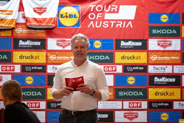 30.06.2026, Cafe Landmann, Wien, AUT, Lidl Tour of Austria 2026, PK Wien, im Bild Thomas Pupp, Lidl Tour of Austria Direktor, Thomas Pupp, Lidl Tour of Austria Direktor during the regional press conference, PK, Pressekonferenz in Vienna ahead of the 2026 Lidl Tour of Austria. Cafe Landmann in Wien, Austria on. Foto:Eibner-Pressefoto Bruns Wien *** June 30, 2026, Cafe Landmann, Vienna, Austria, Lidl Tour of Austria 2026, Vienna Press Conference, pictured: Thomas Pupp, Director of the Lidl Tour of Austria, Thomas Pupp, Director of the Lidl Tour of Austria, during the regional press conference in Vienna ahead of the 2026 Lidl Tour of Austria at Cafe Landmann in Vienna, Austria. Photo: Eibner, press photo by Bruns, Vienna  EP_EER