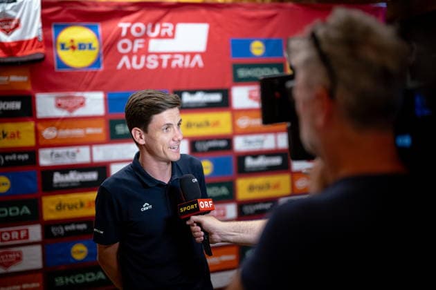 30.06.2026, Cafe Landmann, Wien, AUT, Lidl Tour of Austria 2026, PK Wien, im Bild Patrick Konrad, Team Lidl - Trek, Patrick Konrad, Team Lidl - Trek during the regional press conference, PK, Pressekonferenz in Vienna ahead of the 2026 Lidl Tour of Austria. Cafe Landmann in Wien, Austria on. Foto:Eibner-Pressefoto Bruns Wien *** June 30, 2026, Cafe Landmann, Vienna, Austria, Lidl Tour of Austria 2026, Press Conference in Vienna; pictured: Patrick Konrad, Team Lidl Trek; Patrick Konrad, Team Lidl Trek, during the regional press conference in Vienna ahead of the 2026 Lidl Tour of Austria at Cafe Landmann in Vienna, Austria; photo by Eibner, press photo by Bruns, Vienna  EP_EER