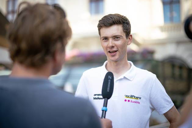 30.06.2026, Cafe Landmann, Wien, AUT, Lidl Tour of Austria 2026, PK Wien, im Bild Philipp Hofbauer, Team Vorarlberg, Philipp Hofbauer, Team Vorarlberg during the regional press conference, PK, Pressekonferenz in Vienna ahead of the 2026 Lidl Tour of Austria. Cafe Landmann in Wien, Austria on. Foto:Eibner-Pressefoto Bruns Wien *** June 30, 2026, Cafe Landmann, Vienna, Austria, Lidl Tour of Austria 2026, Vienna Press Conference, pictured: Philipp Hofbauer, Team Vorarlberg, Philipp Hofbauer, Team Vorarlberg, during the regional press conference in Vienna ahead of the 2026 Lidl Tour of Austria at Cafe Landmann in Vienna, Austria. Photo: Eibner, Press Photo: Bruns Vienna  EP_EER