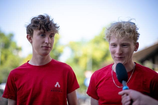 30.06.2026, Cafe Landmann, Wien, AUT, Lidl Tour of Austria 2026, PK Wien, im Bild Sebastian Putz, Team Red Bull - BORA - hansgrohe Rookies, und Alexander Hajek, Team Red Bull - BORA - hansgrohe, Sebastian Putz, Team Red Bull - BORA - hansgrohe Rookies, und Alexander Hajek, Team Red Bull - BORA - hansgrohe during the regional press conference, PK, Pressekonferenz in Vienna ahead of the 2026 Lidl Tour of Austria. Cafe Landmann in Wien, Austria on. Foto:Eibner-Pressefoto Bruns Wien *** June 30, 2026, Cafe Landmann, Vienna, Austria, Lidl Tour of Austria 2026, Vienna press conference, pictured: Sebastian Putz, Team Red Bull BORA hansgrohe Rookies, and Alexander Hajek, Team Red Bull BORA hansgrohe, Sebastian Putz, Team Red Bull BORA hansgrohe Rookies, and Alexander Hajek, Team Red Bull BORA hansgrohe, during the regional press conference in Vienna ahead of the 2026 Lidl Tour of Austria at Cafe Landmann in Vienna, Austria. Photo: Eibner, Press Photo Bruns Vienna  EP_EER