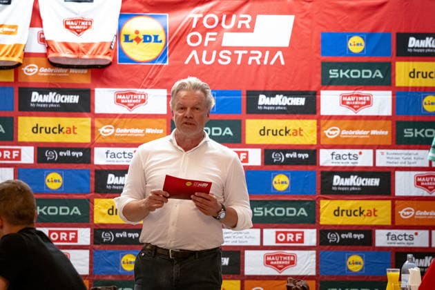 30.06.2026, Cafe Landmann, Wien, AUT, Lidl Tour of Austria 2026, PK Wien, im Bild Thomas Pupp, Lidl Tour of Austria Direktor, Thomas Pupp, Lidl Tour of Austria Direktor during the regional press conference, PK, Pressekonferenz in Vienna ahead of the 2026 Lidl Tour of Austria. Cafe Landmann in Wien, Austria on. Foto:Eibner-Pressefoto Bruns Wien *** June 30, 2026, Cafe Landmann, Vienna, Austria, Lidl Tour of Austria 2026, Vienna Press Conference, pictured: Thomas Pupp, Director of the Lidl Tour of Austria, Thomas Pupp, Director of the Lidl Tour of Austria, during the regional press conference in Vienna ahead of the 2026 Lidl Tour of Austria at Cafe Landmann in Vienna, Austria. Photo: Eibner, press photo by Bruns, Vienna  EP_EER