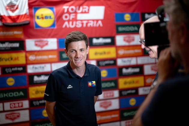 30.06.2026, Cafe Landmann, Wien, AUT, Lidl Tour of Austria 2026, PK Wien, im Bild Patrick Konrad, Team Lidl - Trek, Patrick Konrad, Team Lidl - Trek during the regional press conference, PK, Pressekonferenz in Vienna ahead of the 2026 Lidl Tour of Austria. Cafe Landmann in Wien, Austria on. Foto:Eibner-Pressefoto Bruns Wien *** June 30, 2026, Cafe Landmann, Vienna, Austria, Lidl Tour of Austria 2026, Press Conference in Vienna; pictured: Patrick Konrad, Team Lidl Trek; Patrick Konrad, Team Lidl Trek, during the regional press conference in Vienna ahead of the 2026 Lidl Tour of Austria at Cafe Landmann in Vienna, Austria; photo by Eibner, press photo by Bruns, Vienna  EP_EER