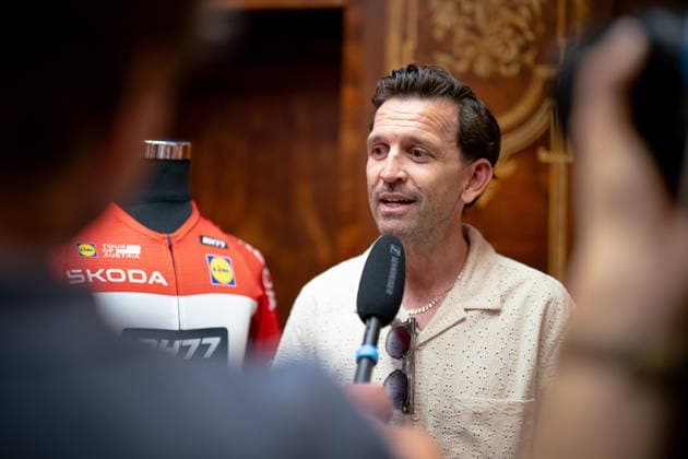 30.06.2026, Cafe Landmann, Wien, AUT, Lidl Tour of Austria 2026, PK Wien, im Bild RenÃ Haselbacher, Team RH77, RenÃ Haselbacher, Team RH77 during the regional press conference, PK, Pressekonferenz in Vienna ahead of the 2026 Lidl Tour of Austria. Cafe Landmann in Wien, Austria on. Foto:Eibner-Pressefoto Bruns Wien *** June 30, 2026, Cafe Landmann, Vienna, Austria, Lidl Tour of Austria 2026, Press Conference in Vienna; pictured: René Haselbacher, Team RH77, René Haselbacher, Team RH77, during the regional press conference in Vienna ahead of the 2026 Lidl Tour of Austria at Cafe Landmann in Vienna, Austria; photo by Eibner, press photo by Bruns Vienna  EP_EER