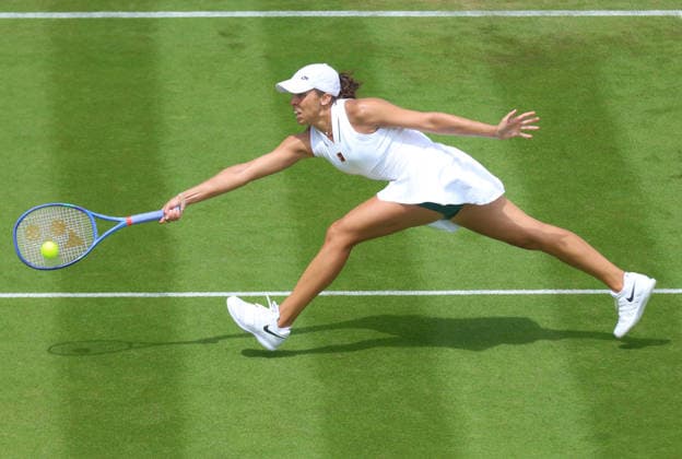Wimbledon Championships 2026, Day One, AELTC Wimbledon, London, UK - 30 06 2026 Madison Keys (USA) in action during her first round match against Kayla Day (USA) in the 2026 Wimbledon Championships at the AELTC London London AELTC Wimbledon London GBR, UK NEWSPAPERS OUT Copyright: xMarkxGreenwoodx