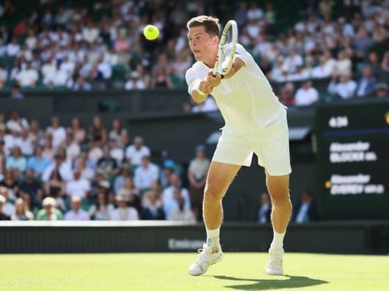 Belgian Alexander Blockx pictured in action during a first round game between Belgian Blockx and German Zverev in the Men s singles at the Wimbledon grand slam tennis tournament in London, Britain, Tuesday 30 June 2026. BENOITxDOPPAGNE  x180014452x