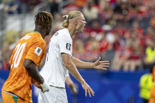 Erling Haaland of Norway reacts during the FIFA World Cup, WM, Weltmeisterschaft, Fussball 2026 Round of 32 match between Ivory Coast and Norway at Dallas Stadium on June 30th,2026 (Photo by Joao Bravo Sports Press Photo)  Copyright: xJoaoxBravo SportsxPressxPhotox Sportspressphoto_SPR181028