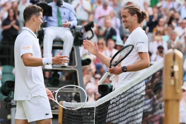 German Alexander Zverev congratulates Belgian Alexander Blockx after winning a first round game between Belgian Blockx and German Zverev in the Men s singles at the Wimbledon grand slam tennis tournament in London, Britain, Tuesday 30 June 2026. BENOITxDOPPAGNE  x180029253x