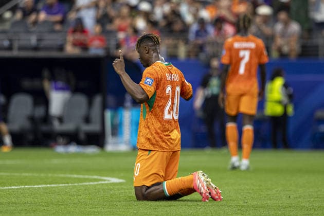 Emmanuel Agbadou of Ivory Coast gestures during the FIFA World Cup, WM, Weltmeisterschaft, Fussball 2026 Round of 32 match between Ivory Coast and Norway at Dallas Stadium on June 30th,2026 (Photo by Joao Bravo Sports Press Photo)  Copyright: xJoaoxBravo SportsxPressxPhotox Sportspressphoto_SPR181046