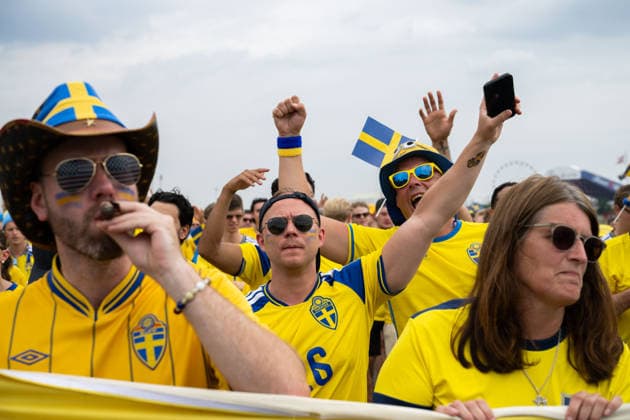 260630 Fans of Sweden ahead of the FIFA World Cup, WM, Weltmeisterschaft, Fussball 2026 round of 32 football match between France and Sweden on June 30, 2026 in New Jersey. Photo: Ludvig Thunman BILDBYRAN kod LT PA1270 fotboll football soccer fotball vm fotbolls-vm fotball-vm fotbolls-vm 2026 fifa world cup 2026 sverige sweden sverige a bbeng frankrike france round of 32 16-delsfinal publik *** June 30, 2026: Fans of Sweden ahead of the FIFA World Cup 2026 Round of 32 soccer match between France and Sweden on June 30, 2026 in New Jersey. Photo by Ludvig Thunman, BILDBYRAN. Code: LT PA1270. soccer, football, World Cup, 2026 FIFA World Cup, Sweden, Sweden A, BBENG, FranceFrance Round of 32 Round of 16 Quarterfinals Audience  Copyright: LUDVIGxTHUNMAN BB260630LT023