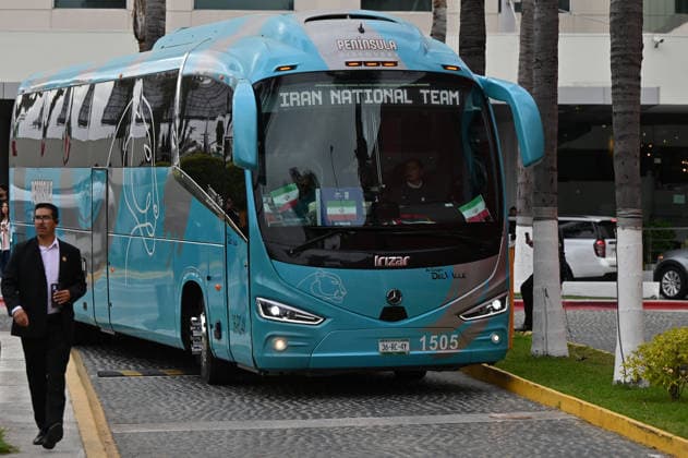 Iranian national team, Nationalteam FIFA World Cup, WM, Weltmeisterschaft, Fussball 2026 leave Tijuana, Mexico camp back home to Iran TIJUANA, MEXICO - JUNE 30: The bus carrying Iran s players leave the Marriott Hotel at their Tijuana base camp to the airport ahead of the Iran National Team s departure following its elimination from the 2026 World Cup football tournament in Tijuana, Mexico on Tuesday, June 30, 2026. Carlos A. Moreno Anadolu Tijuana Mexico. Editorial use only. Please get in touch for any other usage.  Copyright: x2026xAnadoluxCarlosxA.xMorenox