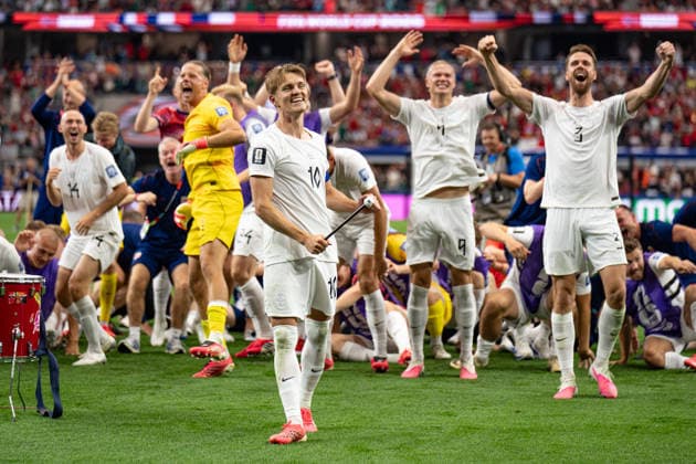 Players of Norway celebrates after win on the FIFA World Cup, WM, Weltmeisterschaft, Fussball 2026 match between Ivory Coast and Norway at Dallas Stadium in Arlington, Texas, United States, on June 30th, 2026. (Photo by Riquelve Nata Sports Press Photo)  Copyright: xRiquelvexNata SportsxPressxPhotox Sportspressphoto_SPR181244
