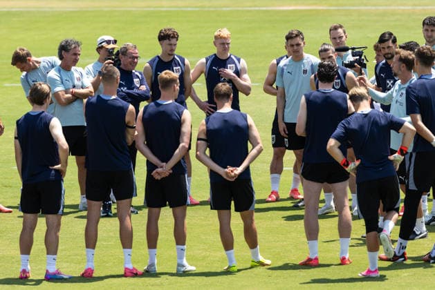 SOCCER - FIFA World Cup, WM, Weltmeisterschaft, Fussball 2026 SANTA BARBARA,CALIFORNIA,USA,30.JUN.26 - SOCCER - FIFA World Cup 2026, USA, Mexico, Canada, training Team AUT. Image shows head coach Ralf Rangnick (AUT) and the team of AUT.  GEPAxpictures xArminxRauthner