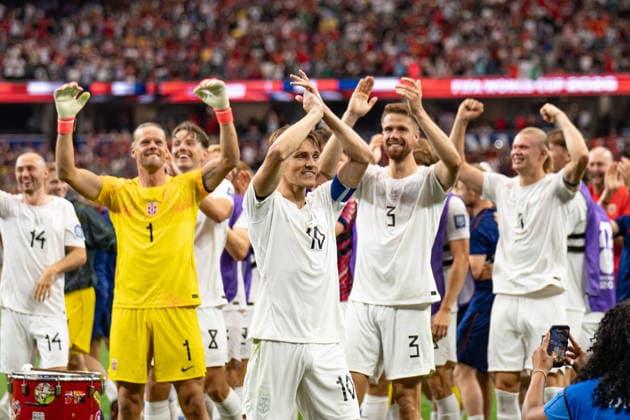 Players of Norway celebrates after win on the FIFA World Cup, WM, Weltmeisterschaft, Fussball 2026 match between Ivory Coast and Norway at Dallas Stadium in Arlington, Texas, United States, on June 30th, 2026. (Photo by Riquelve Nata Sports Press Photo)  Copyright: xRiquelvexNata SportsxPressxPhotox Sportspressphoto_SPR181246