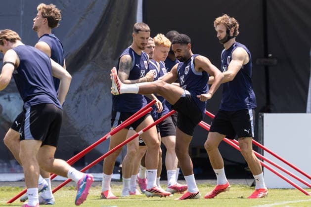 SOCCER - FIFA World Cup, WM, Weltmeisterschaft, Fussball 2026 SANTA BARBARA,CALIFORNIA,USA,30.JUN.26 - SOCCER - FIFA World Cup 2026, USA, Mexico, Canada, training Team AUT. Image shows Marco Friedl, Marcel Sabitzer, Nicolas Seiwald, Phillipp Mwene and Stefan Posch (AUT).  GEPAxpictures xArminxRauthner