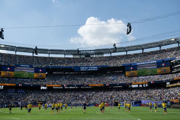 260630 General view of players of Sweden during warm-ups ahead of the FIFA World Cup, WM, Weltmeisterschaft, Fussball 2026 round of 32 football match between France and Sweden on June 30, 2026 in New Jersey. Photo: Petter Arvidson BILDBYRAN kod PA PA1270 fotboll football soccer fotball vm fotbolls-vm fotball-vm fotbolls-vm 2026 fifa world cup 2026 sverige sweden sverige a bbeng frankrike france round of 32 16-delsfinal *** 260630 General view of the Swedish players during warm-ups ahead of the 2026 FIFA World Cup Round of 32 soccer match between France and Sweden on June 30, 2026 in New Jersey. Photo by Petter Arvidson, BILDBYRAN, code PA PA1270. soccer, football, World Cup, 2026 FIFA World Cup, Sweden, Sweden national team, Francekrike france round of 32 round of 16  Copyright: PETTERxARVIDSON BB260630PA085