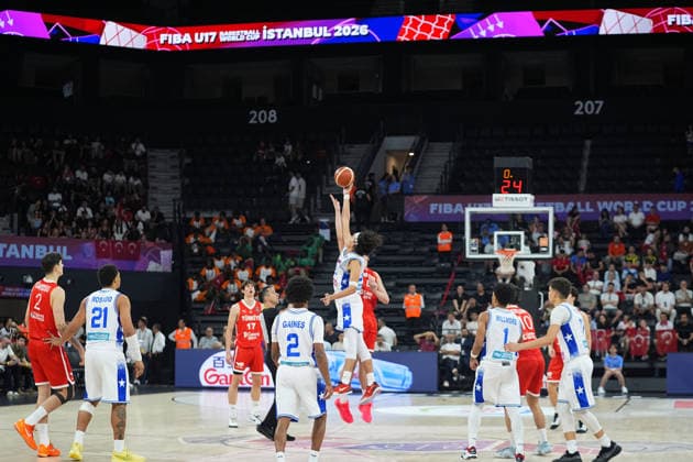 Turkiye v Puerto Rico - FIBA U17, U 17 Basketball World Cup ISTANBUL, TURKIYE - JUNE 30: Players compete during the FIBA U17 Basketball World Cup group phase match between Puerto Rico and Turkiye at the Basketball Development Center in Istanbul, Turkiye on June 30, 2026. Esra Bilgin Anadolu Istanbul Turkey. Editorial use only. Please get in touch for any other usage.  Copyright: x2026xAnadoluxEsraxBilginx