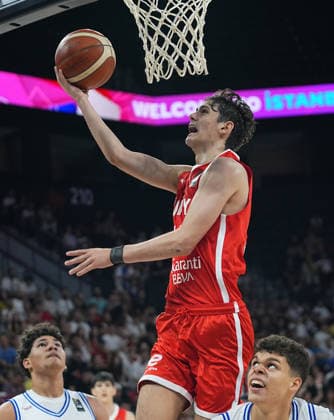 Turkiye v Puerto Rico - FIBA U17, U 17 Basketball World Cup ISTANBUL, TURKIYE - JUNE 30: Omer Kutluay of Turkiye competes during the FIBA U17 Basketball World Cup group phase match between Puerto Rico and Turkiye at the Basketball Development Center in Istanbul, Turkiye on June 30, 2026. Esra Bilgin Anadolu Istanbul Turkey. Editorial use only. Please get in touch for any other usage.  Copyright: x2026xAnadoluxEsraxBilginx
