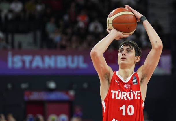 Turkiye v Puerto Rico - FIBA U17, U 17 Basketball World Cup ISTANBUL, TURKIYE - JUNE 30: Omer Kutluay of Turkiye competes during the FIBA U17 Basketball World Cup group phase match between Puerto Rico and Turkiye at the Basketball Development Center in Istanbul, Turkiye on June 30, 2026. Esra Bilgin Anadolu Istanbul Turkey. Editorial use only. Please get in touch for any other usage.  Copyright: x2026xAnadoluxEsraxBilginx