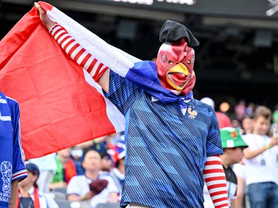 France Supporter during the FIFA World Cup, WM, Weltmeisterschaft, Fussball 2026 Round Of 32 match between France and Sweden at New York New Jersey Stadium on June 30, 2026 in East Rutherford, United States. (Photo by Harry Langer DeFodi Images) - *** A French fan during the 2026 FIFA World Cup Round of 32 match between France and Sweden at New York New Jersey Stadium on June 30, 2026, in East Rutherford, United States. Photo by Harry Langer, DeFodi Images