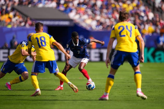 France v Sweden - FIFA World Cup, WM, Weltmeisterschaft, Fussball 2026 - Round of 32 NEW JERSEY, USA - JUNE 30: Ousmane Dembele of France runs with the ball during the 2026 FIFA World Cup Round of 32 match between France and Sweden at New Jersey Stadium (MetLife Stadium) in East Rutherford, New Jersey, USA, on June 30, 2026. Jose Hernandez Anadolu New Jersey United States. Editorial use only. Please get in touch for any other usage.  Copyright: x2026xAnadoluxJosexHernandezx