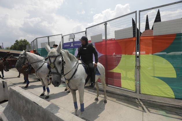 Mexico v Ecuador Round of 32 - FIFA World Cup, WM, Weltmeisterschaft, Fussball 2026 Mounted police are guarding the area around Azteca Stadium for the FIFA Word Cup 2026 round of 32 match between Mexico and Ecuador. on June 30, 2026 in Mexico City, Mexico. (Photo by Ian Robles Eyepix Group) Copyright: xIanxRobles xEyepixxGroupx EL_30062026_189612JPEG