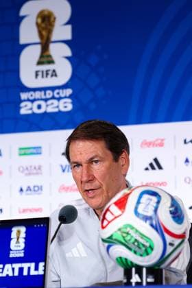 Belgium s head coach Rudi Garcia pictured during a press conference, PK, Pressekonferenz of Belgian national soccer team Red Devils, on Tuesday 30 June 2026 at Lumen Field,stadium Seattle, USA. The Rode Duivels - Diables Rouges qualified for the knockout stage of the 2026 FIFA World Cup, WM, Weltmeisterschaft, Fussball where they ll meet Senegal in the round of 32 on July 1st. BRUNOxFAHY  x180041299x