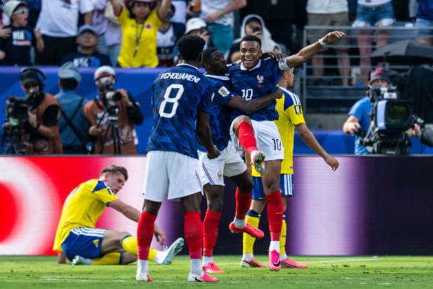 260630 Kylian Mbappe and Ousmane Dembele of France celebrate after 1-0 during the FIFA World Cup, WM, Weltmeisterschaft, Fussball 2026 round of 32 football match between France and Sweden on June 30, 2026 in New Jersey. Photo: Petter Arvidson BILDBYRAN kod PA PA1270 fotboll football soccer fotball vm fotbolls-vm fotball-vm fotbolls-vm 2026 fifa world cup 2026 sverige sweden sverige a bbeng frankrike france round of 32 16-delsfinal jubel *** June 30, 2026: Kylian Mbappé and Ousmane Dembélé of France celebrate after scoring the 1-0 goal during the Round of 32 soccer match between France and Sweden at the 2026 FIFA World Cup on June 30, 2026 in New Jersey. Photo by Petter Arvidson, BILDBYRAN. Code: PA PA1270. soccer, football, soccer, World Cup, soccer World Cup, soccer World Cup, soccer World Cup 2026, FIFA World Cup 2026, Sweden, Sweden, Sweden A, BBENG, FranceFrance round of 32 round of 16 celebration  Copyright: PETTERxARVIDSON BB260630PA158