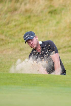 CROSBY, ENGLAND - JUNE 30: Danny Willett plays from the bunker on the sixteenth green during round two of the Final Qualifying for The Open Championship at West Lancashire Golf Club, Crosby on June 30, 2026 in Crosby, Merseyside, England The 2026 Open Championship Qualifying
