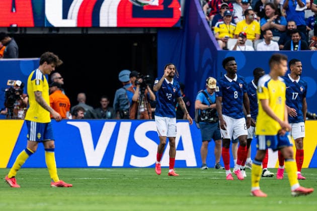 260630 Bradley Barcola of France celebrates after 2-0 during the FIFA World Cup, WM, Weltmeisterschaft, Fussball 2026 round of 32 football match between France and Sweden on June 30, 2026 in New Jersey. Photo: Petter Arvidson BILDBYRAN kod PA PA1270 fotboll football soccer fotball vm fotbolls-vm fotball-vm fotbolls-vm 2026 fifa world cup 2026 sverige sweden sverige a bbeng frankrike france round of 32 16-delsfinal depp *** June 30, 2026: Bradley Barcola of France celebrates after scoring the 2-0 goal during the FIFA World Cup 2026 Round of 32 soccer match between France and Sweden on June 30, 2026 in New Jersey. Photo by Petter Arvidson, BILDBYRAN. Code: PA PA1270. soccer, football, World Cup, 2026 FIFA World Cup, Sweden, France, Round of 32, quarterfinalskrike france round of 32 16th-final depp  Copyright: PETTERxARVIDSON BB260630PA186
