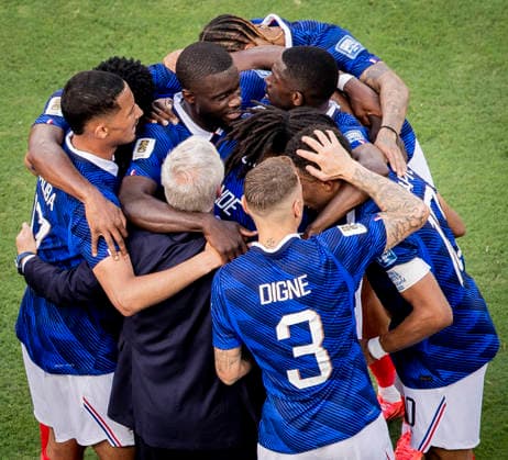 New York New Jersey, USA 30th Jun 2026. Goal celebration: Kylian Mbappe (FRA) Trainer Didier Deschamps (FRA) William Saliba (FRA)Dayot Upamecano (FRA) Ousmane Dembele (FRA) Lucas Digne (FRA) France - Sweden World Cup Frankreich - Schweden 30.06.2026 *** New York, New Jersey, USA, June 30, 2026 Goal celebration Kylian Mbappé (FRA) Coach Didier Deschamps (FRA) William Saliba (FRA) Dayot Upamecano (FRA) Ousmane Dembélé (FRA) Lucas Digne (FRA) France Sweden World Cup France Sweden June 30, 2026