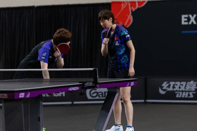 LOS ANGELES, CALIFORNIA - JUNE 30: Wang Manyu and Kuai Man of China react in the Women s Doubles Round of 16 match against Liu Yangzi of Australia and Nina Mittelham of Germany on day 5 of United States Smash 2026 at Ontario Convention Center on June 30, 2026 in Los Angeles, California.  Copyright: xVCGx 111651532131
