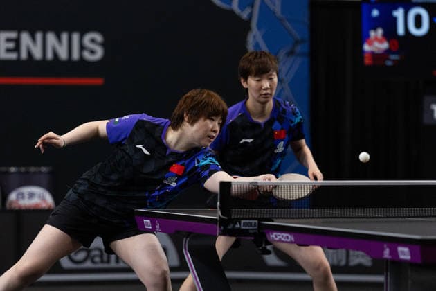 LOS ANGELES, CALIFORNIA - JUNE 30: Wang Manyu and Kuai Man of China compete in the Women s Doubles Round of 16 match against Liu Yangzi of Australia and Nina Mittelham of Germany on day 5 of United States Smash 2026 at Ontario Convention Center on June 30, 2026 in Los Angeles, California.  Copyright: xVCGx 111651532123