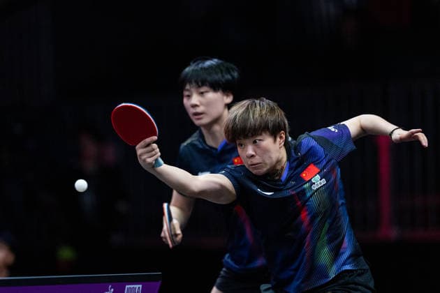 LOS ANGELES, CALIFORNIA - JUNE 30: Wang Yidi and Chen Yi of China compete in the Women s Doubles Round of 16 match against Elizabeta Samara and Bernadette Szocs of Romania on day 5 of United States Smash 2026 at Ontario Convention Center on June 30, 2026 in Los Angeles, California.  Copyright: xVCGx 111651545356